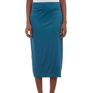 HELMUT LANG Ion Jersey Calf Length Midi Tube Skirt in Siphon Teal Size Small S